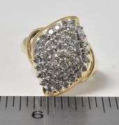 Sparkling 10K Yellow Gold Diamond Cluster Ring