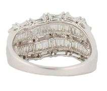 1.50ctw Baguette and Round Diamond Multi Row Wave Ring in 14K