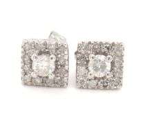 14kt White gold diamond cluster earrings