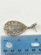 925 Sterling Silver Tear Drop Two Tone Openwork Crystal Pave earrings