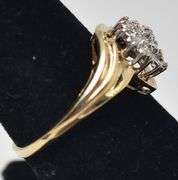 Sparkling 10K Yellow and White Gold Diamond Cluster Ring