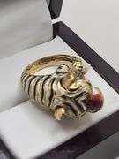 Tiger ring! hand made and very rare18KT Yellow Gold Lion Ring