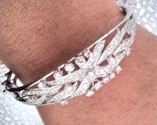 14K White Gold Vintage Diamond Bracelet – Natural Diamonds