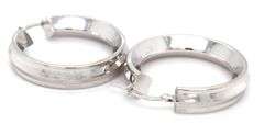 14kt White gold wide hoop earrings