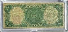 Cased $5 1907 Series Lumberjack US Note. Fr66