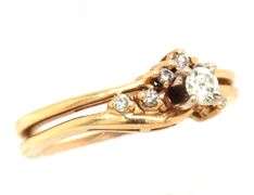 14kt Yellow gold cubic zirconia wedding set