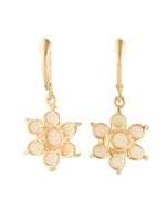 Opal Flower Style Leverback Drop Earrings in 14K