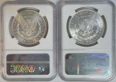 Near Gem BU 1886 & 1887 Morgan Silver Dollars. NGC MS64