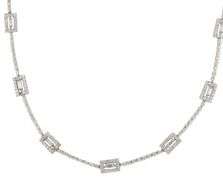 2.29ctw Round and Baguette Diamond Frame Station Necklace in 18K
