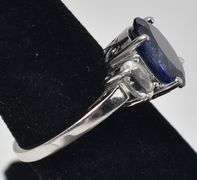 Beautiful 10K White Gold Blue and White Sapphire Gemstone Ring