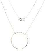 14kt White gold Hammered finish circle pendant on chain