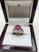 Very Fine Quality 18KT White Gold Pink Sapphire & Diamond Ring