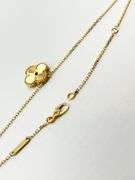 18KT Yellow Gold Hand Crafted Guilloche Pattern Single Clover Pendant Necklace