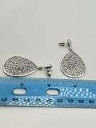 925 Sterling Silver Teardrop Filigree Web Design With Cubic Zircon Earrings