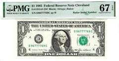 Superb 1985 $1 Cleveland Fancy Radar 96777769 PMG 67 EPQ!
