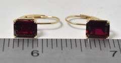 Amazing 14K Yellow Gold Approx. 3.12CTW Red Garnet Gemstone Dangle Earrings