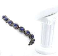 Charming 14.50CTW Oval Shaped Cabochon-Cut Kyanite & 2.50CTW Diamond Bracelet on 14K White Gold Over