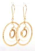 14kt Yellow gold Triple circle gold and white dangle earrings