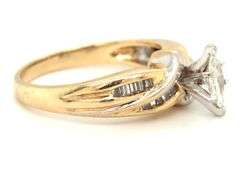 Estate 14k YG Approx. 40 Point Marquise Diamond Ring