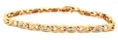 Pretty 14K YG XOX Style Bracelet with Baguette Diamonds