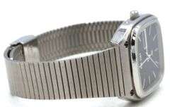 Ricoh day date quartz black dial square watch