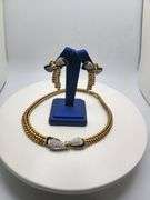 Magnificent 18KT Yellow Gold 5+ CTTW Diamond Necklace and Earring Set