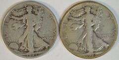 Rare 1921-S and scarce 1923-S Walking Liberty Half Dollars