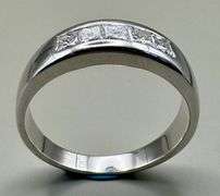 14K White Gold Princess Cut Wedding Band of 1.05ct