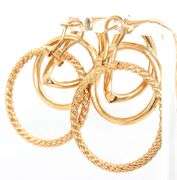 14kt Yellow gold triple circle door knocker hoop earrings