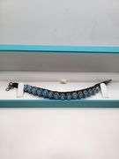New! +10 ctw all natural Turquoise and diamond weaved on fabric bracelet