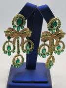 Investment! Zambian Emerald and Diamond Chandelier Drop Earrings set in 18KT Yellow Gold