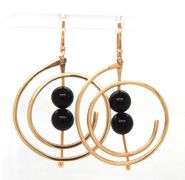 Clever 14K YG and Black Onyx Dangle Earrings