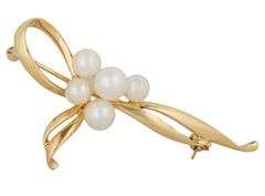 Mikimoto Akoya Pearl Bow Brooch in 18K