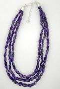 925 Sterling Silver Jay King DTR Three Strand Amethyst Beads Necklace