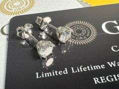 925 Sterling Silver Moissanite 0.5 Carat 6mm Round Push Back Earring