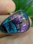 Sterling Silver 925 One of a Kind Dichroic Glass Ring Size 7.5