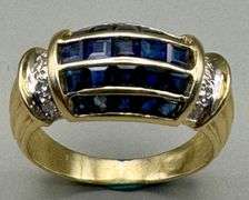 18K Yellow Gold Sapphire & Diamond Ring