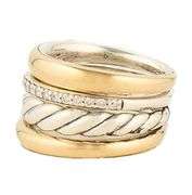 David Yurman 0.28ctw Diamond Mercer Four Row Ring in 18K and Sterling