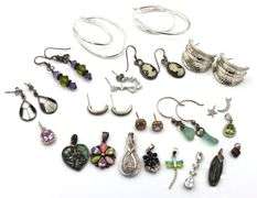 Group lot of Vintage 925 sterling silver earrings and charms