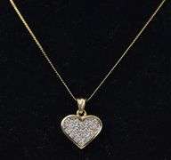 Stunning 14K Yellow Gold Diamond Heart Pendant Necklace