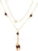 14kt Yellow gold garnet and gold beads lariat necklace