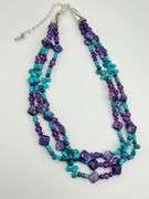 Rocky Gorman 925 Sterling Silver Amethyst Turquoise Necklace