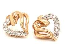 10kt Yellow gold diamond heart shaped earrings