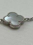 18KT White Gold Handcrafted Five Clover White Mother Of Pearl Bracelet