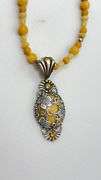 925 Sterling Silver Carolyn Carolyn Pollack Yellow jasper and Citrine Pendant With Amber Beads Neckl