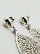 925 Sterling Silver Teardrop Filigree Web Design With Cubic Zircon Earrings
