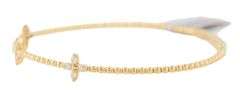 New 0.35ctw Diamond Floral Station Beaded Flex Bangle Bracelet in 14K