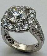 14K White Gold Round Brilliant Cut Diamond Ring of 5.56