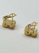 18KT Yellow Gold Guilloche Pattern Post And Clip Earrings