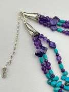 Rocky Gorman 925 Sterling Silver Amethyst Turquoise Necklace